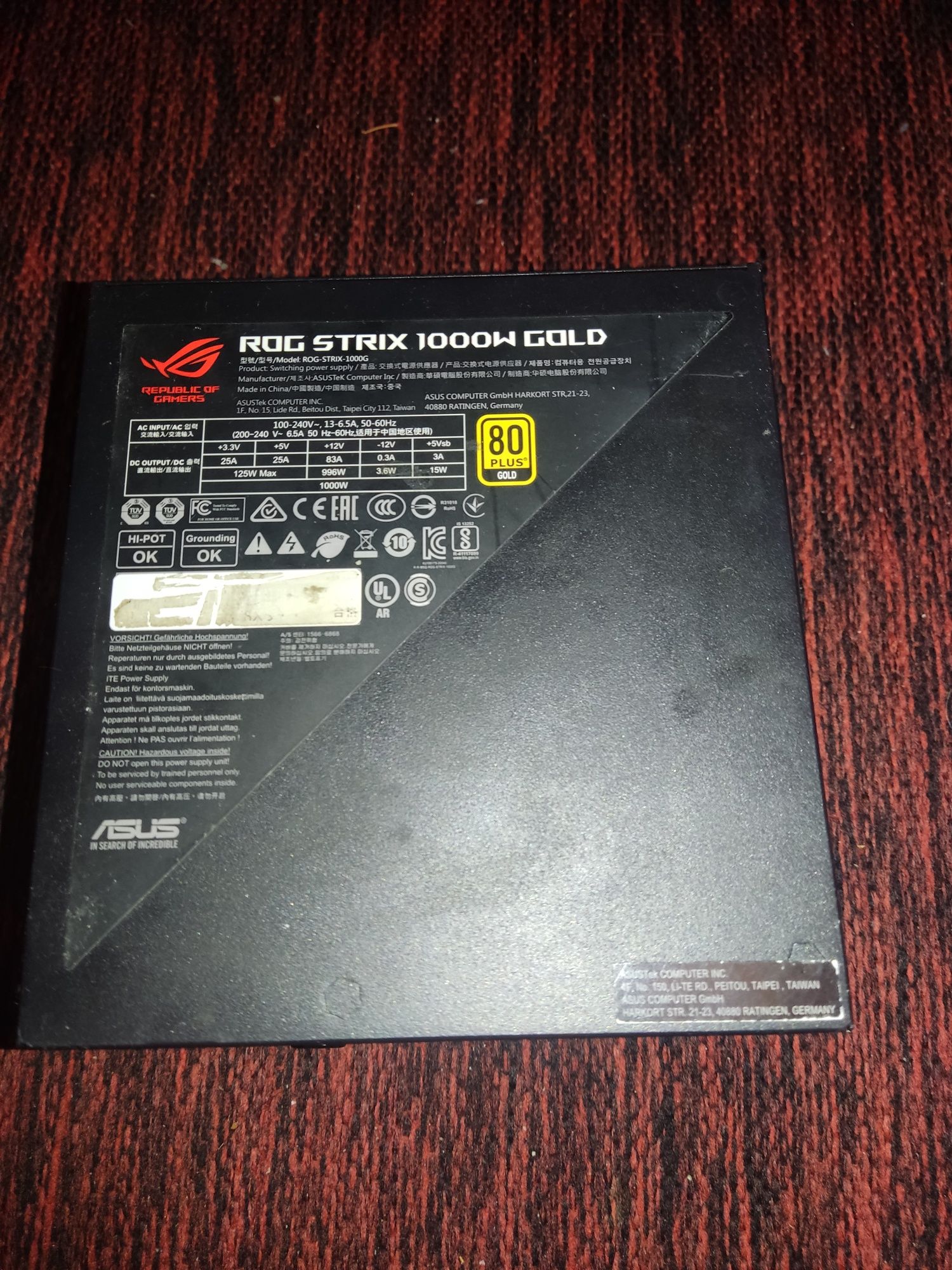 Блок живлення asus rog strix 1000w 80+ gold