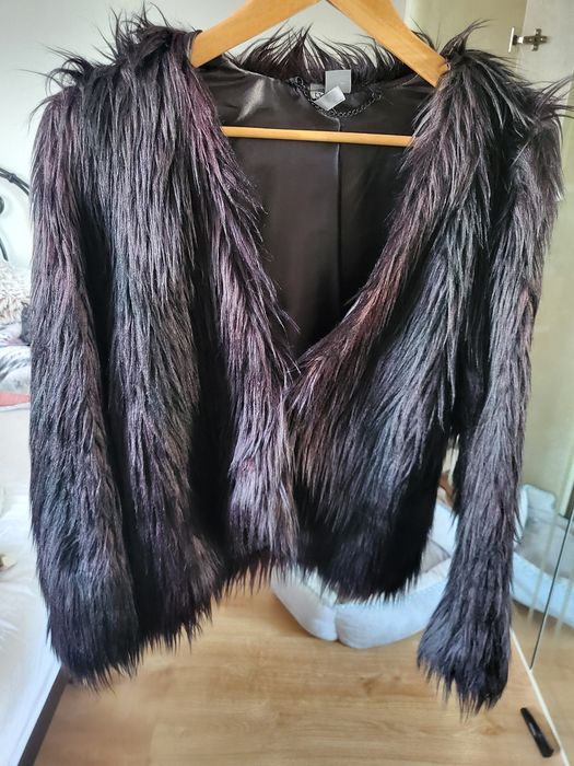 Nowe czarno-fioletowe futerko marki H&M rozmiar S