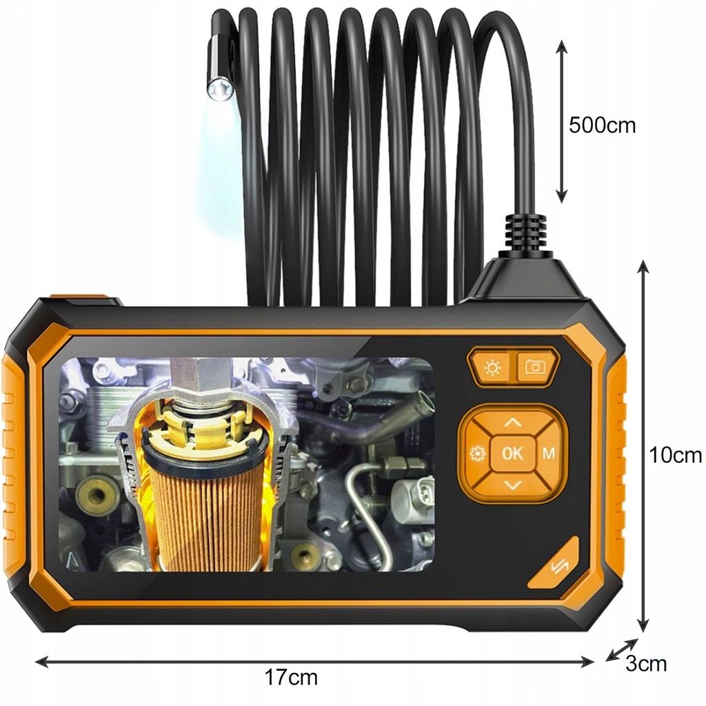 Endoskop kamera inspekcyjna 5m LED - wyświetlacz LCD HD 4,3"