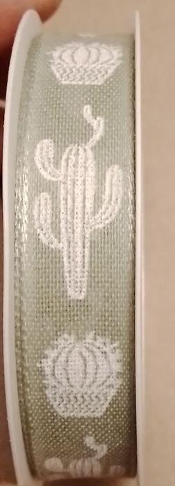 Wstążka kolor oliwkowy wzór kaktusowy kaktus