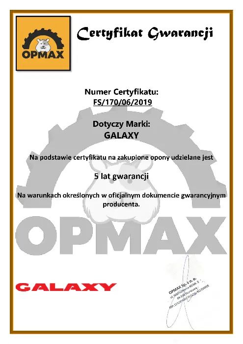 OPONA PEŁNA 8.15-15 Yardmaster SDS Standard (STD) Galaxy 5 Lat GW