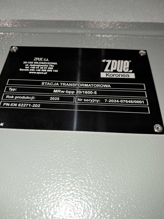 Stacja transformatorowa PV 1600/15/0,8  ZPUE NOWA