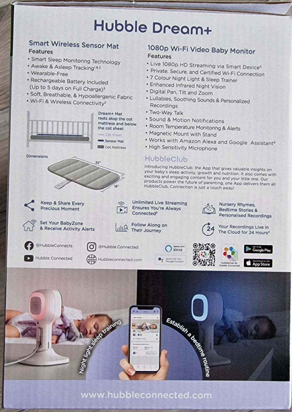 Nowa niania elektroniczna z mata sensoryczna HUBBLE CONNECTED Dream+