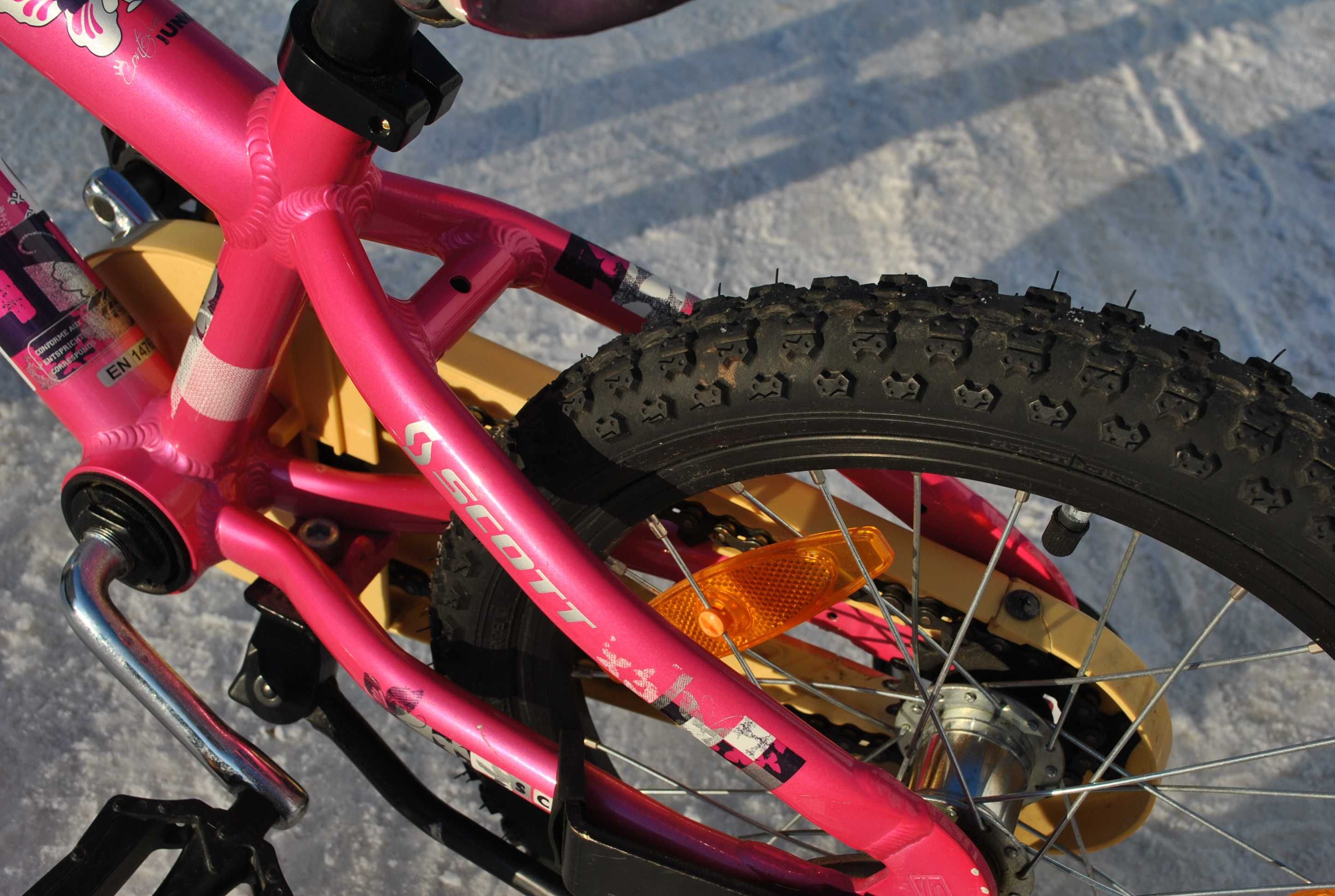 Rower rowerek Scott contessa Junior 16 różowy kółka boczne super stan1
