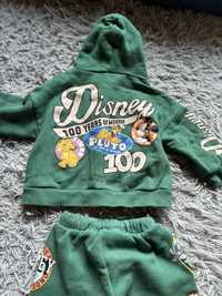 Dres zielony zara 98 86 oversize chłopięcy spodnie bluza kaptur disney