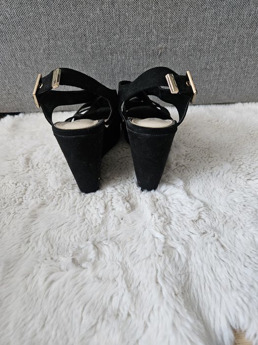 Sandaly na koturnie czarne Jenny letnie  fabrycznie 37