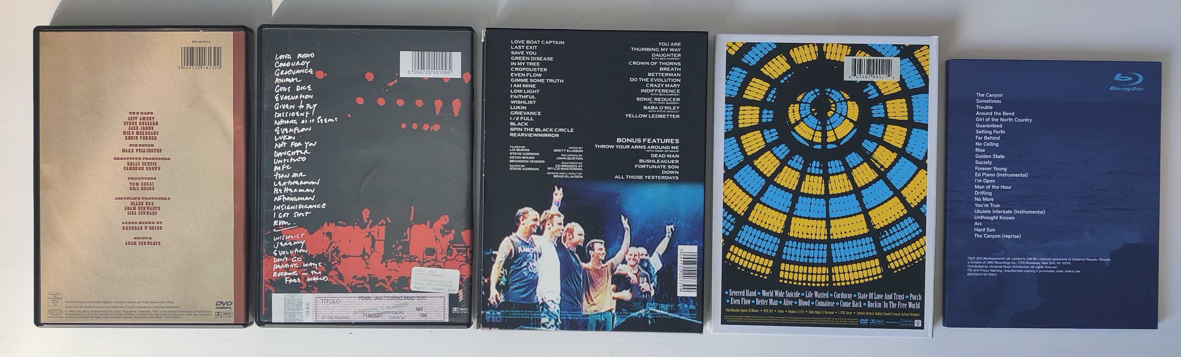 Conjunto de 5 DVDs de Pearl Jam e Eddie Vedder