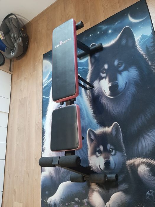 Kompletny zestaw do ćwiczeń – ławka, stojaki, sztanga +ok.80 kg obciąż