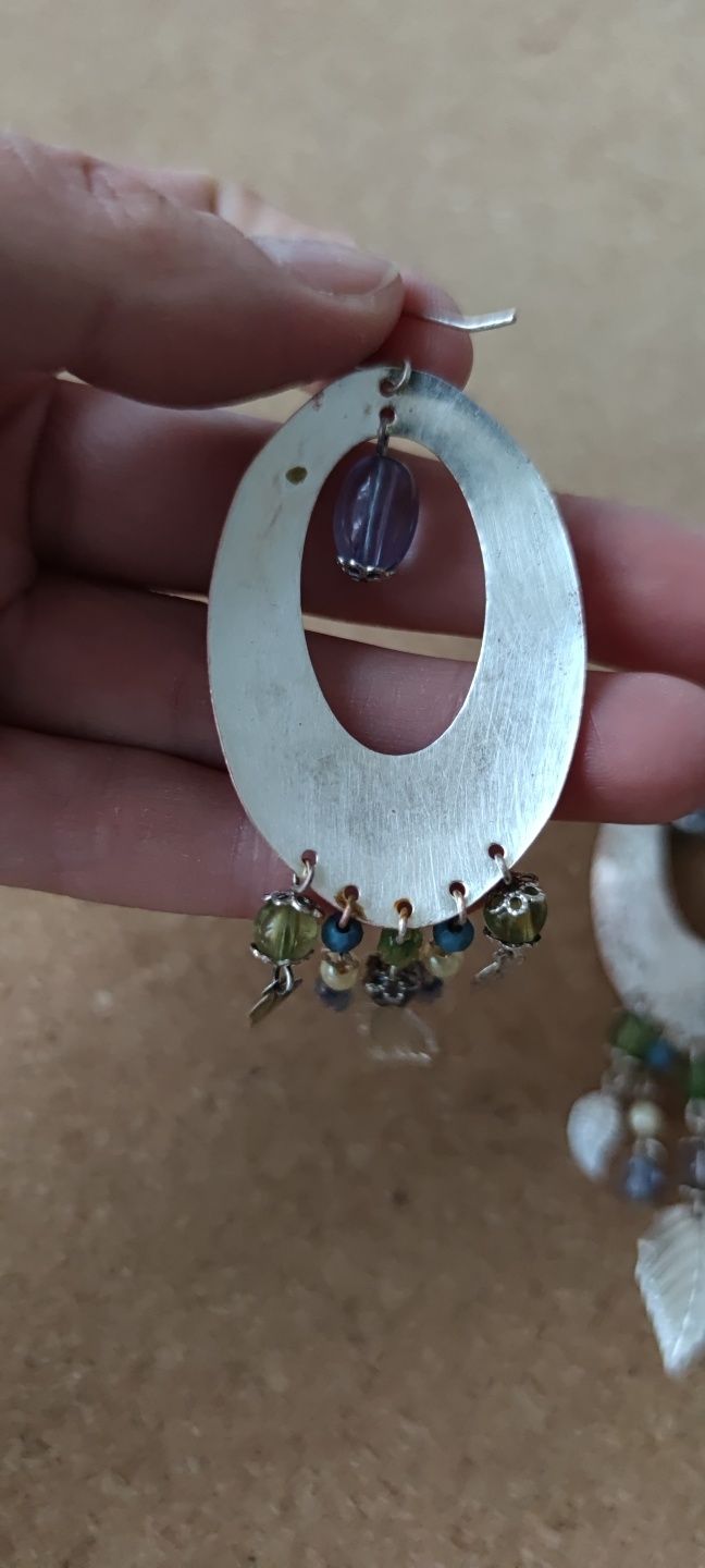 Kolczyki w kolorze srebrnym wiszące hippie boho etno style