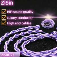 Аудіо Кабель ZiSin-27, 4 жили OCC, 2PIN +KZ Castor +органайзер