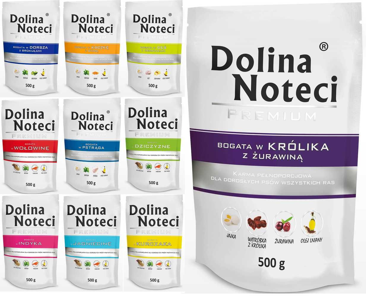 Mokra karma dla psa Dolina Noteci Premium MIX 30x500 g