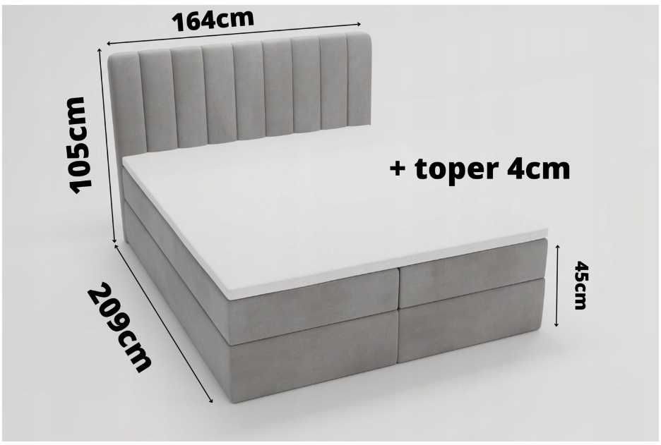 Łóżko kontynentalne LAMERE z pojemnikiem 140x200/160x200/180x200