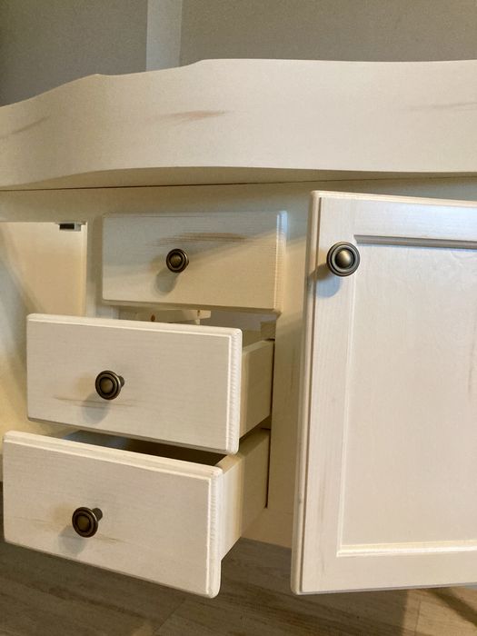 Sapho Retro szafka 89 cm podumywalkowa stojąca drewno świerkowe białe