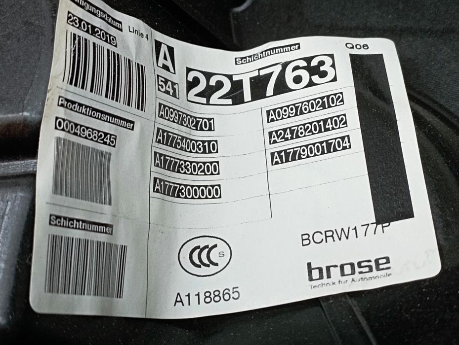 Elevador vidros trás esquerdo MERCEDES-BENZ Classe A (W177)