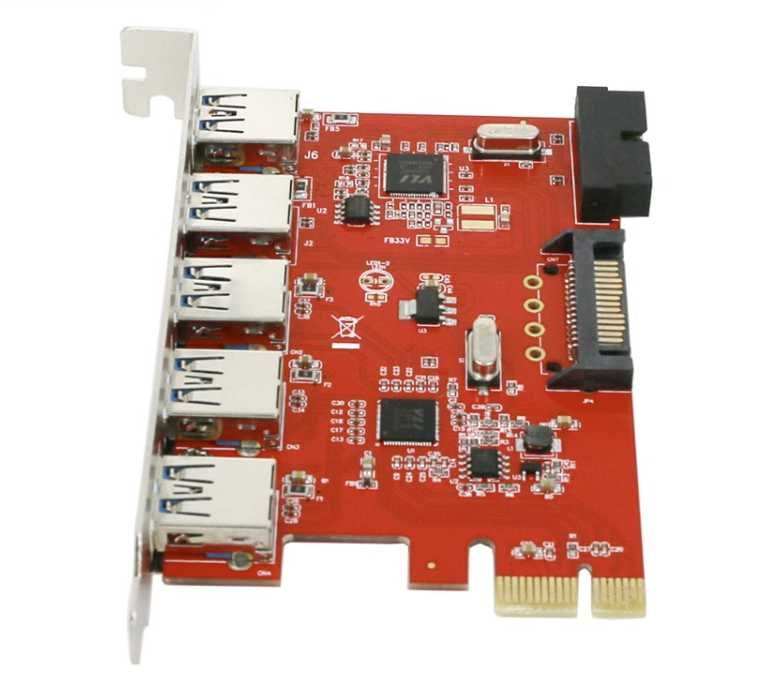 GRIS PCI-E x1 USB 3.0 HUB адаптер 7 USB (5+2)