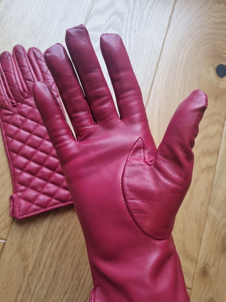 Nowe Damskie rękawiczki skóra rozmiar 7,5 M skórzane