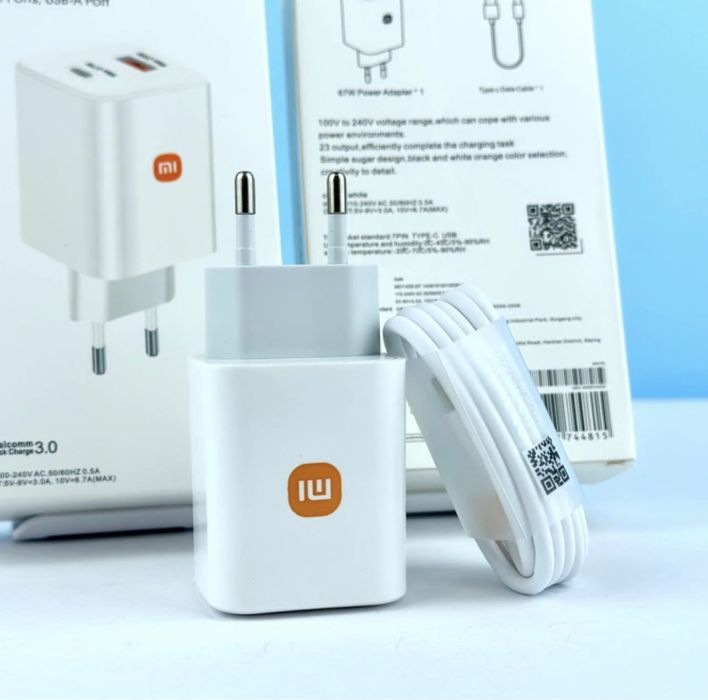 Зарядка Редми Ксиоми Мережевий зарядний пристрій Xiaomi 67w+QC3.0