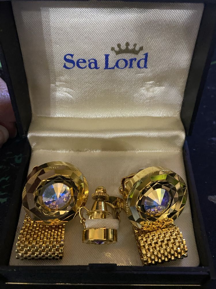 винтажные запонки  с кристаллом Swarovski 70-х годов Sea Lord Англия