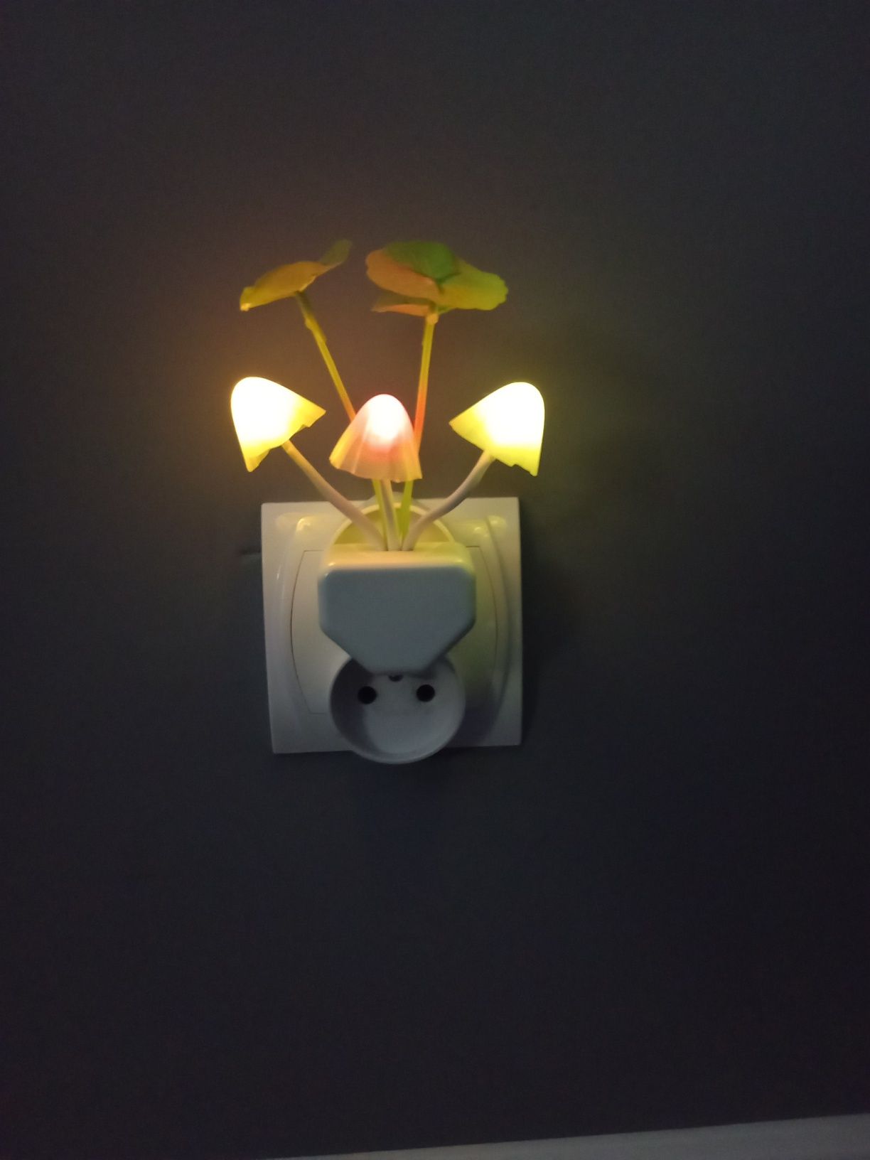 LAMPKA Nocna LED 7 KOLORÓW Czujnik Zmierzchu GRZYB