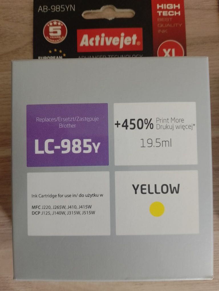 Nowy tusz do drukarki Brother LC-985c  Activ Jet  Black Cyan Yellow