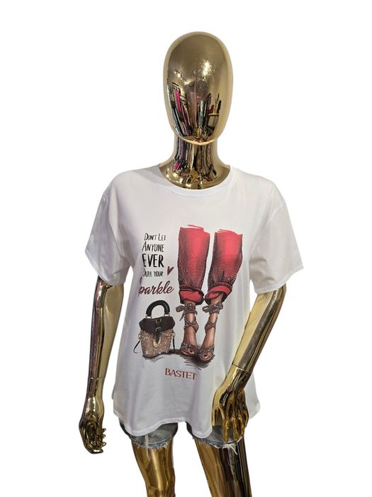 T-shirt damski SPARKLE GIRL biały Bastet Fashion rozmiar L/XL