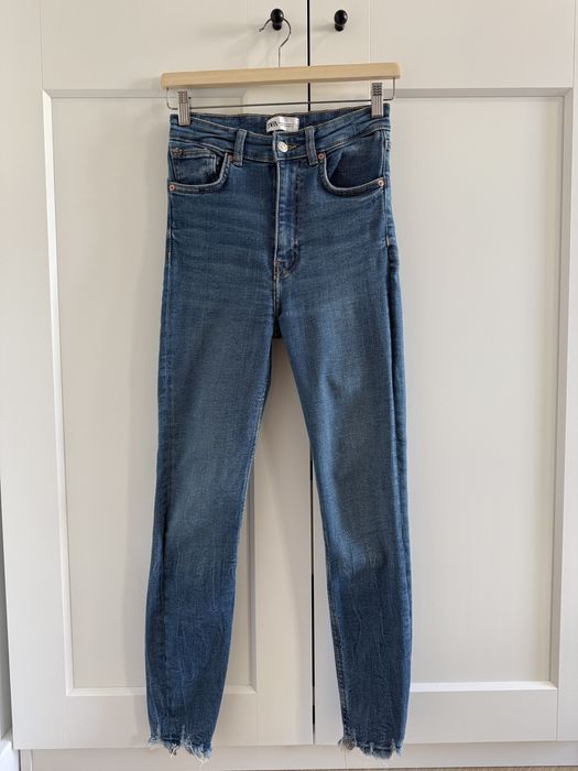 Spodnie jeansowe jasne jasnoniebieskie skinny wysoki stan Zara S/M