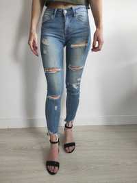 Spodnie z dziurami jeansy Tally Weijl dziury przetarcia XXS