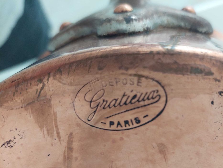 Miedziany rondel Paris sygnowany