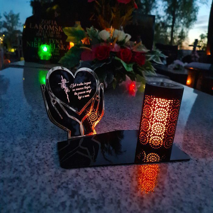 Solarny znicz LED STATUETKA NA CMENTARZ GRÓB DUŻA wieczna lampka