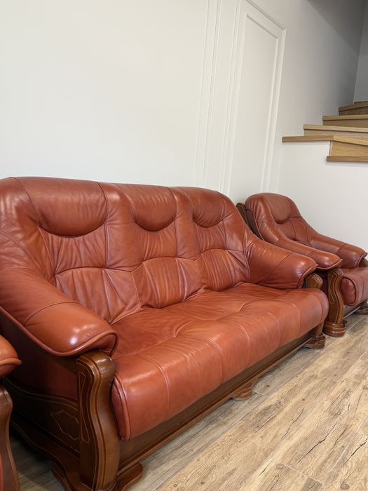 Знижка!! Шкіряний диван і 2 крісла