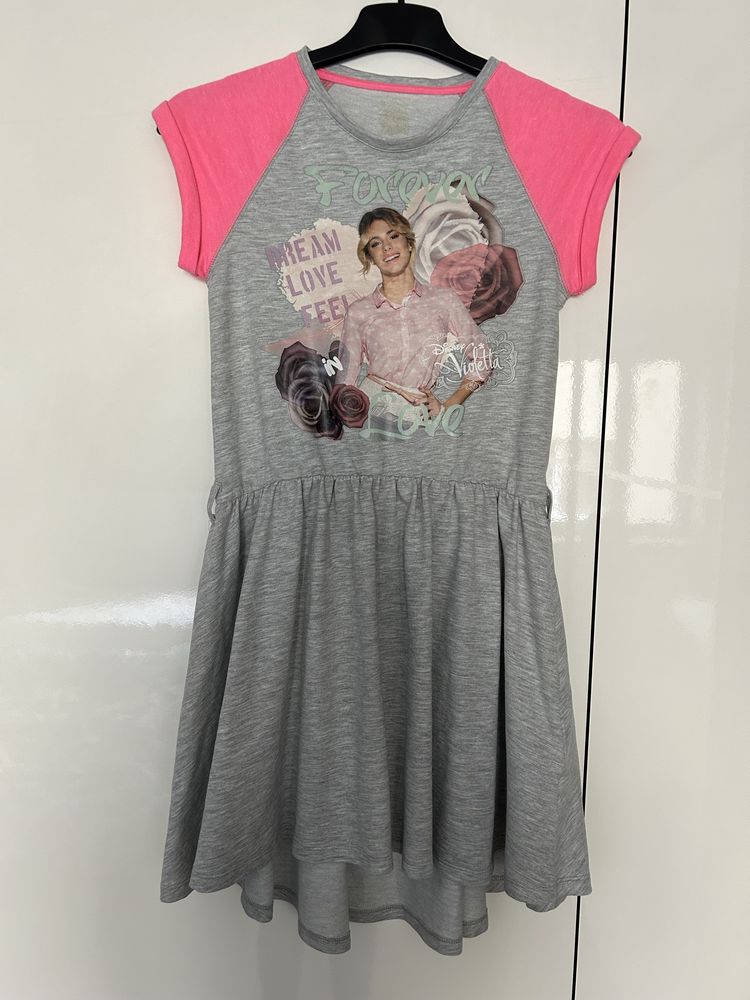 Szara Sukienka dla dziewczynki Disney Violetta Rozmiar 140/146
