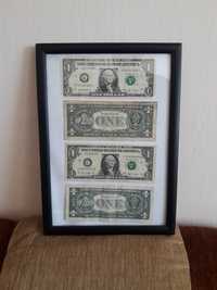 Na prezent Oryginalny obrazek z czterema banknotami w ramce