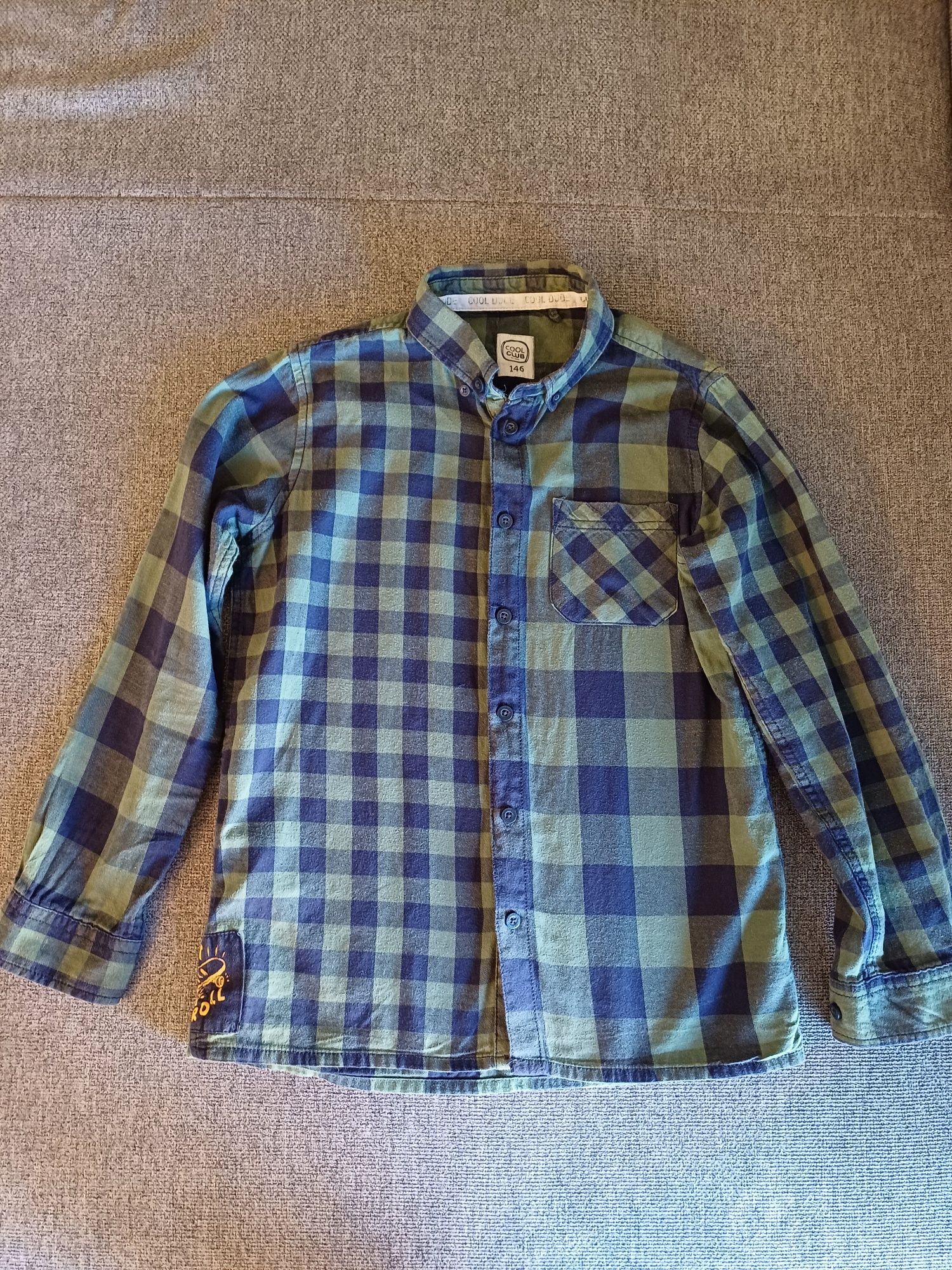 SMYK Koszula chłopięca khaki w kratę rozmiar 146