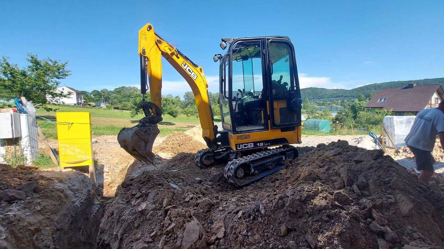 Usługi koparką roboty ziemne wyburzenia wykopy koparka JCB Kraków