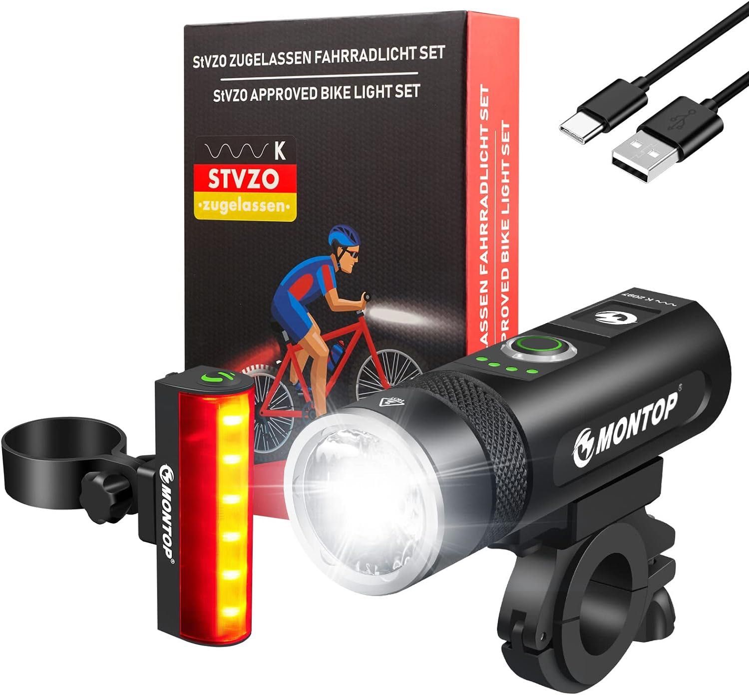 Zestaw świateł rowerowych LED wodoszczelne IPX6 akumulatorowe 4800mah