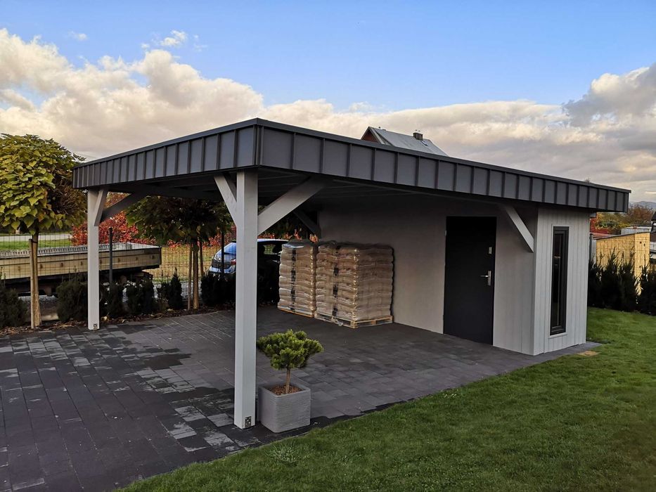 Wiata garażowa drewniana carport altana garaż zadaszenie tarasu