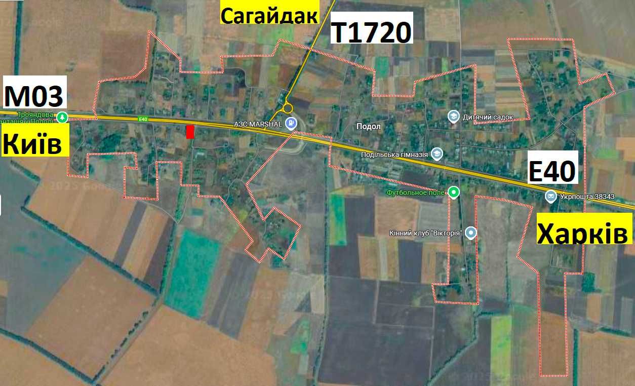Фасад 42м ПІД БІЗНЕС 25сот трЕ40(М03) Київ-Харків с.Поділ Миргород. рн
