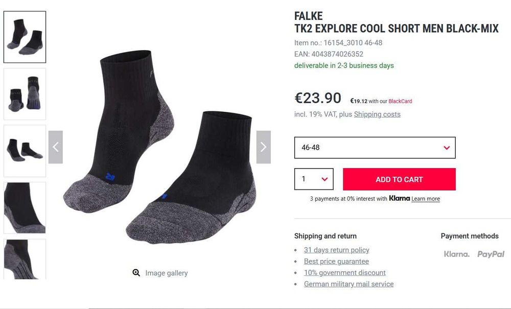 Чоловічі шкарпетки для походів FALKE Tk2 46-48 р Оригінал