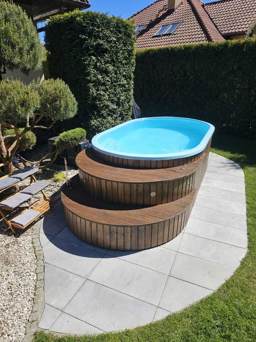 Basen owalny wolnostojący filtr piaskowy LED pompa ciepła piana WI FI