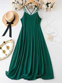 Sukienka Na Podwójnych Ramiączkach Rozkloszowana Zielona Shein Xl 42