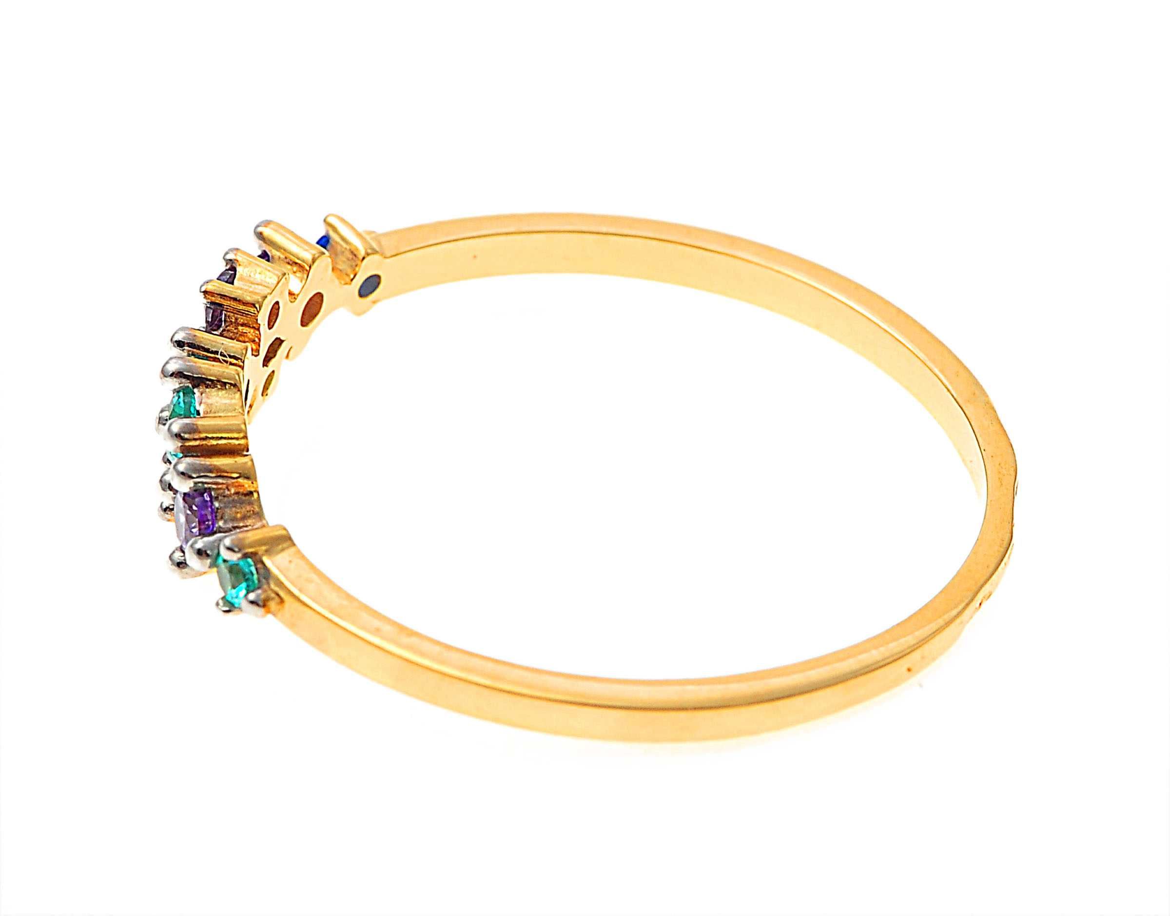 Złoty pierścionek płaski z kolorowymi cyrkoniami 319223
