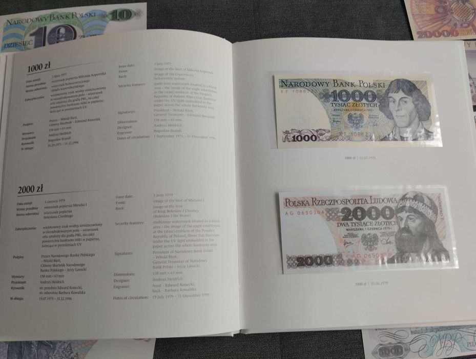 Polskie banknoty z PRL-u 25 sztuk w albumie z NBP
