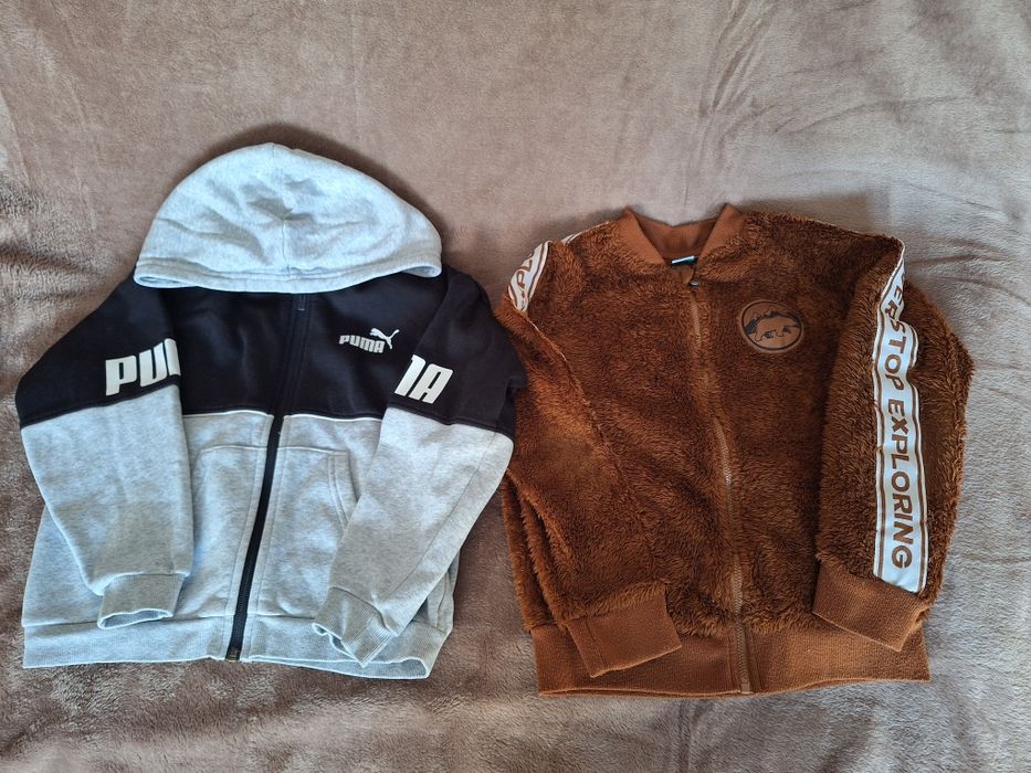 Ubrania chłopięce rozmiar 122/128, bluza puma,  sweterek świąteczny