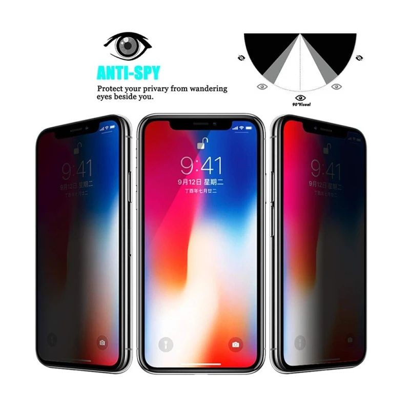 Película vidro temperado privacidade iPhone X / XS / 11 Pró / 12 -24h