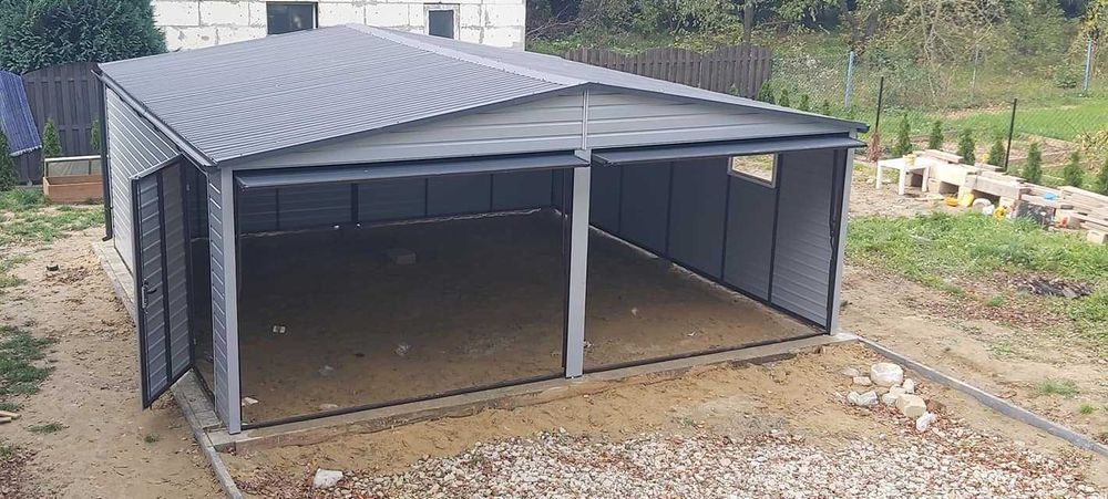 Garaż blaszany  6x6 | RAL | Dach dwuspadowy | Transport montaż gratis!