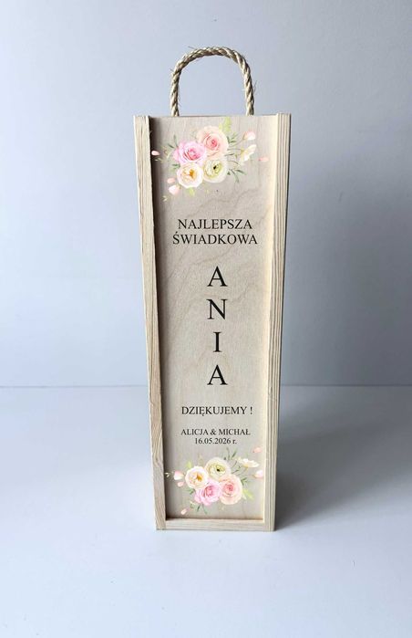 Skrzynka na wino podziękowanie dla Świadkowej Najlepsza Świadkowa ślub