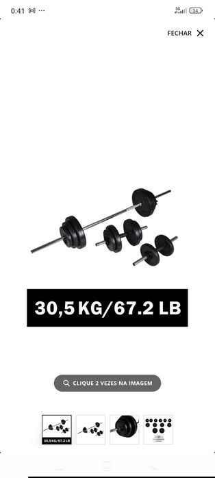 Barra e halteres 30kg