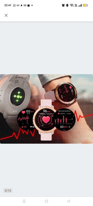 Smartwatch Damski wodoodporny zegarek menu pl