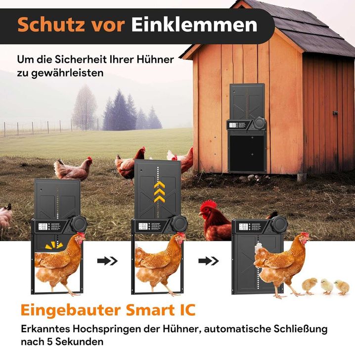 Smart metalowe drzwi do kurnika – automatyczne, z zegarem