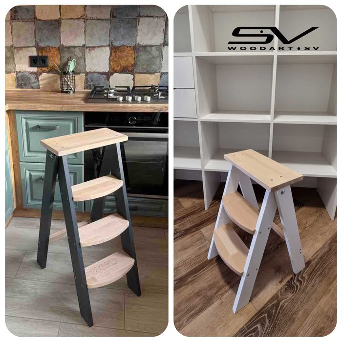 Стремянка деревянная для кухни Драбина табурет дерев'яна для кухні Бук